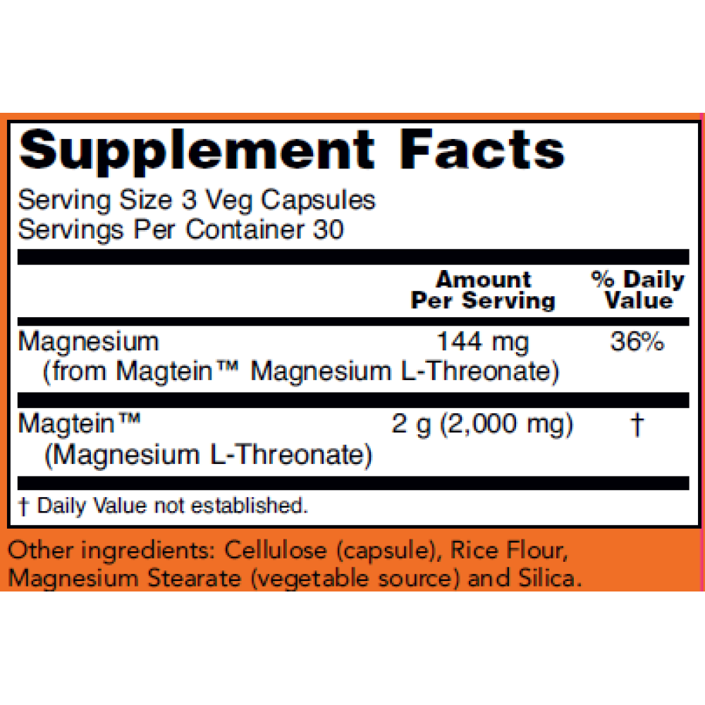 Now Foods Magtein Magnesium L-Threonate 90 Capsules - He ...