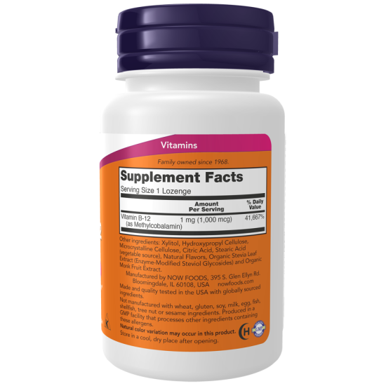 Now Foods Methyl Vitamin B12 Methylcobalamin 1000mcg 100 Lozenges