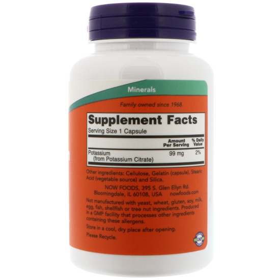 Now Foods Potassium Citrate 99mg 180 Capsules Now Foods Potassium Citrate 99mg 180 Capsules