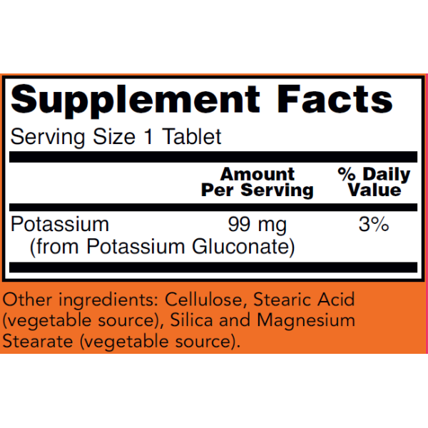 Now Foods Potassium Gluconate 99mg 100 Tablets