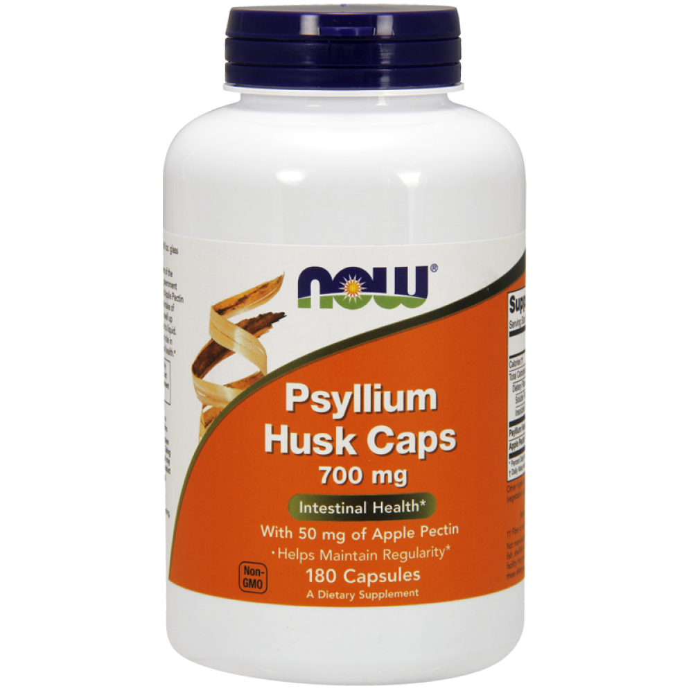 Now Foods Psyllium Husk 700mg + Apple Pectin 180 Capsules