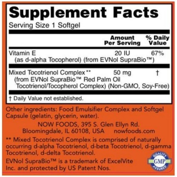 Now Foods Red Palm Tocotrienols 50mg 60 Softgels