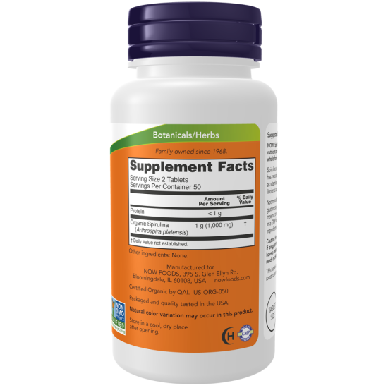 Now Foods Spirulina Organic 500mg 200 Tablets - Super Food