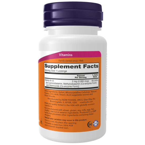 Now Foods Vitamin B12 Cyanocobalamin 1000mcg 100 Lozenges