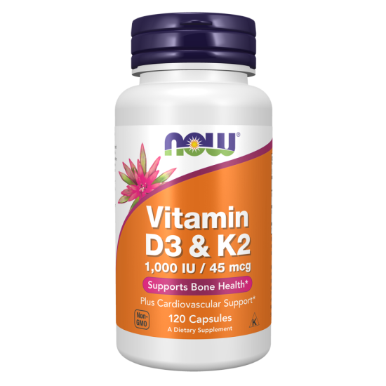 Now Foods Vitamin D3 1000IU & K2 45mcg 120 Capsules