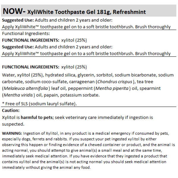 Now Foods XyliWhite Toothpaste Gel Refreshmint 181g