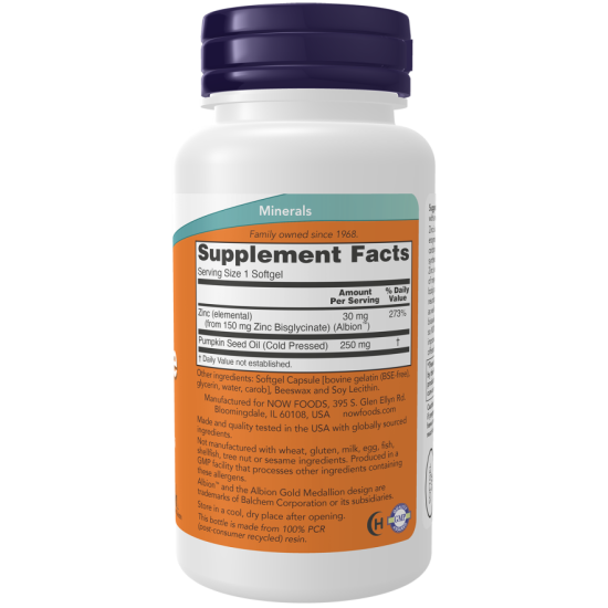 Now Foods Zinc Glycinate 150mg 120 Softgels