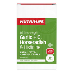 NutraLife Garlic + C, Horseradish & Histidine Triple Strength 50 Capsules NutraLife Garlic + C, Horseradish & Histidine Triple Strength 50 Capsules