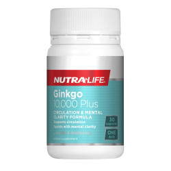 NutraLife Ginkgo 10,000 Plus 30 Capsules NutraLife Ginkgo 10,000 Plus 30 Capsules