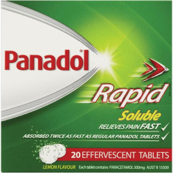 Panadol Paracetamol Rapid Soluble 20 Effervescent Tablets Panadol Paracetamol Rapid Soluble 20 Effervescent Tablets