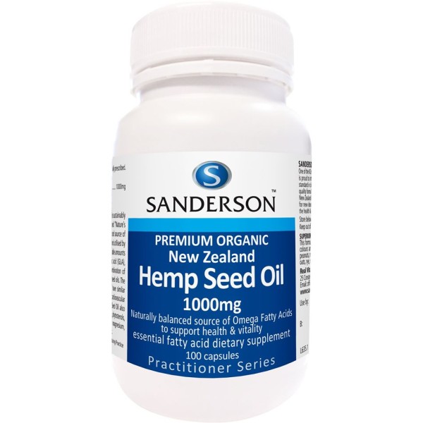 Sanderson Certified Organic NZ Hemp Seed Oil 1000mg 100 Capsules