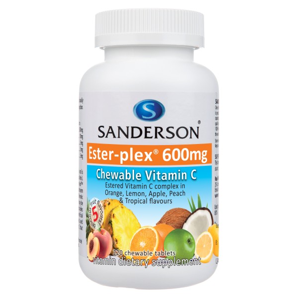Sanderson Ester-Plex Vitamin C 600mg Chewable 5 Fruit Flavour 220 Tablets