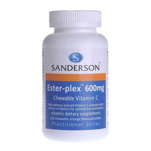 Sanderson Ester-Plex Vitamin C 600mg Chewable Orange Flavour 220 Tablets