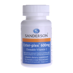 Sanderson Ester-Plex Vitamin C 600mg Chewable Orange Flavour 55 Tablets Sanderson Ester-Plex Vitamin C 600mg Chewable Orange Flavour 55 Tablets