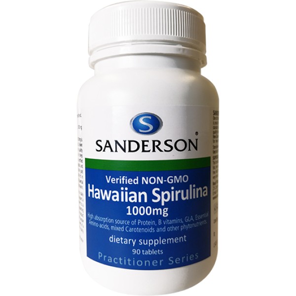 Sanderson Hawaiian Spirulina 1000mg Verified Non-GMO 90 Tablets