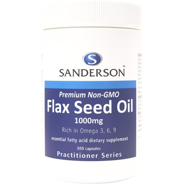 Sanderson Premium Organic Flax Seed Oil Non-GMO 1000mg 300 Capsules
