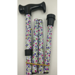 Surgical Basics Aluminium Foldable & Adjustable Walking Stick White Floral 81-89cm