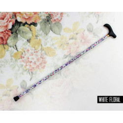 Surgical Basics Aluminium Foldable & Adjustable Walking Stick White Floral 81-89cm Surgical Basics Aluminium Foldable & Adjustable Walking Stick White Floral 81-89cm