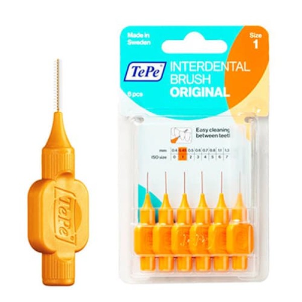 TePe Interdental Toothbrushes - Size 1 Orange (6 brushes per pack)