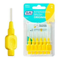 TePe Interdental Toothbrushes - Size 4 Yellow (6 brushes per pack) TePe Interdental Toothbrushes - Size 4 Yellow (6 brushes per pack)