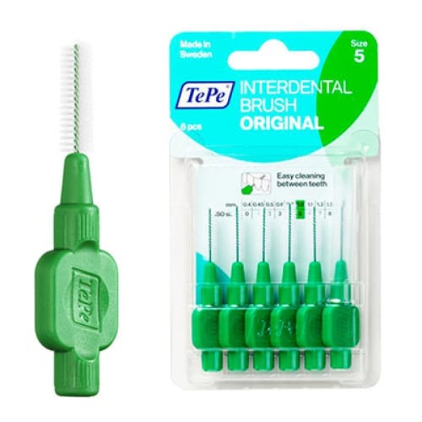 TePe Interdental Toothbrushes - Size 5 Green (6 brushes per pack)