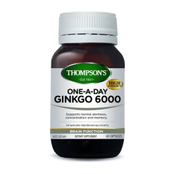 Thompson's Ginkgo 6000mg One A Day 60 Capsules  Thompson's Ginkgo 6000mg One A Day 60 Capsules