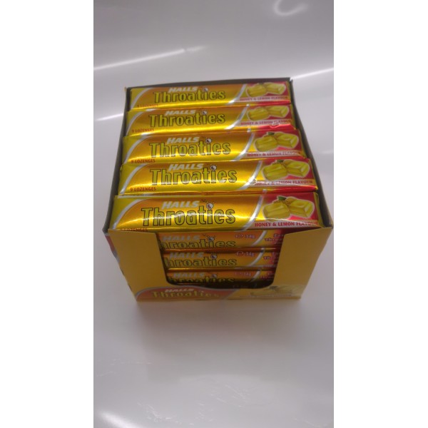 Halls Throaties Honey & Lemon 20 Sticks Per Box