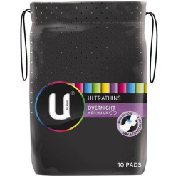 U By Kotex Ultrathins Pads Overnight Wings 10s