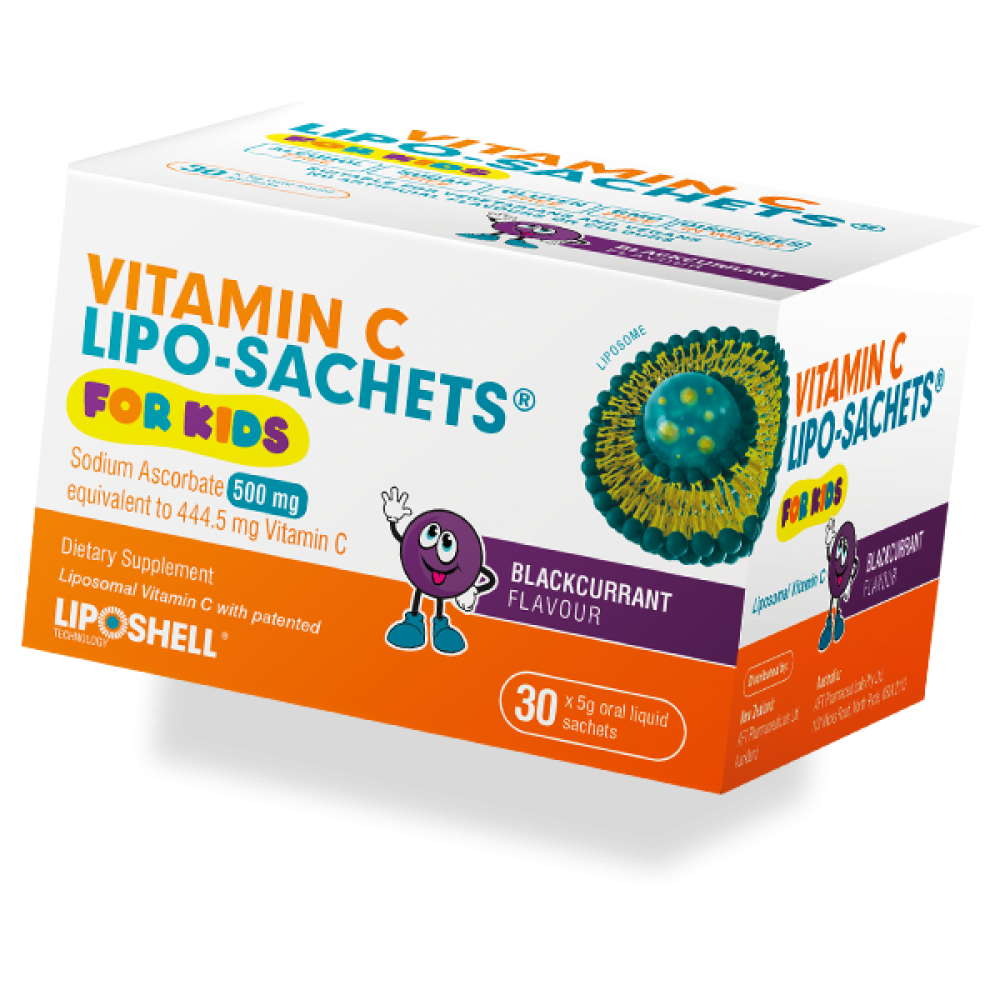 Vitamin C Lipo Sachets for Kids Blackcurrant HealthPorter