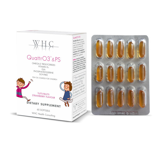 WHC QuattrO3 + PS Omega 3 Fish Oil for Children 60 Softgels
