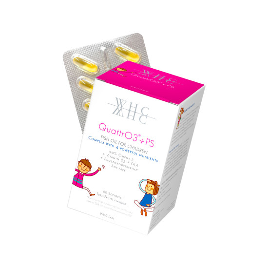 WHC QuattrO3 + PS Omega 3 Fish Oil for Children 60 Softgels