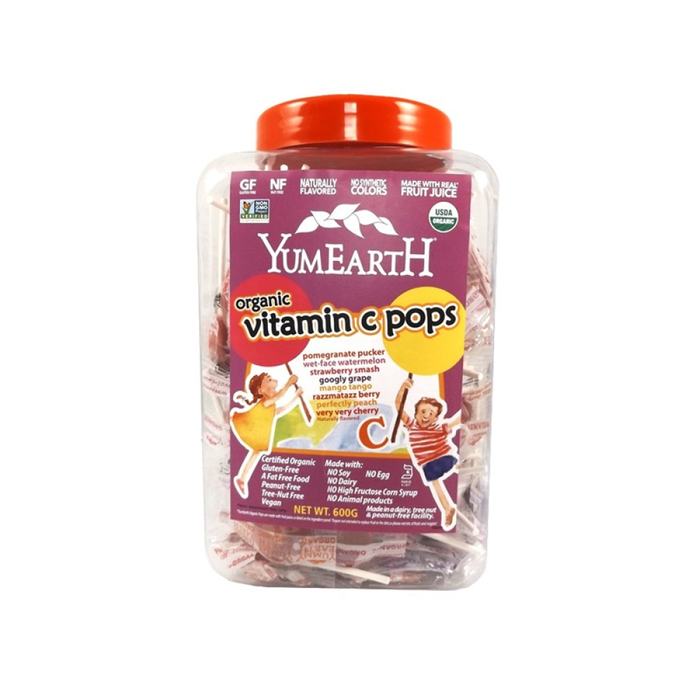 YumEarth Organic Vitamin C Lollipops Jar 100s HealthPorter